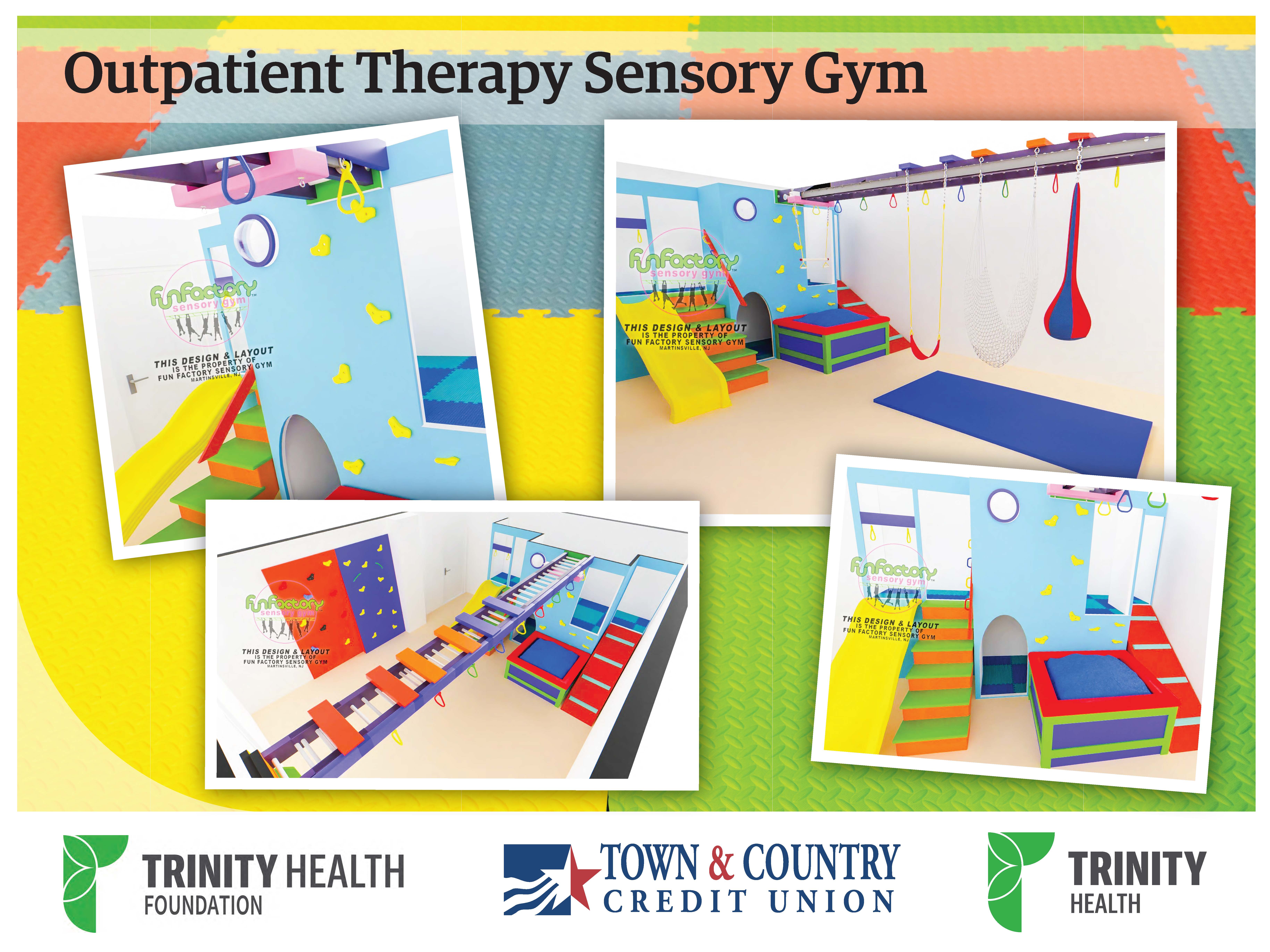 Renderings of four different designs of what the pediatric sensory room will look like. 